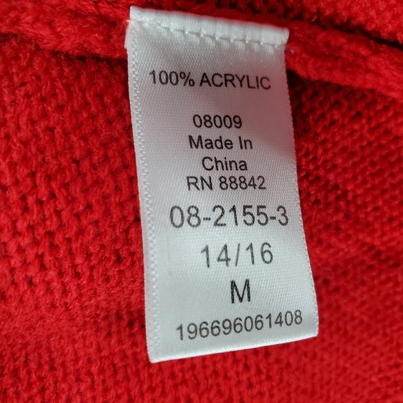 Roaman's Embellished Fair Isle Sweater Red Women's Plus Size 14/16 Knit - Picture 8 of 12